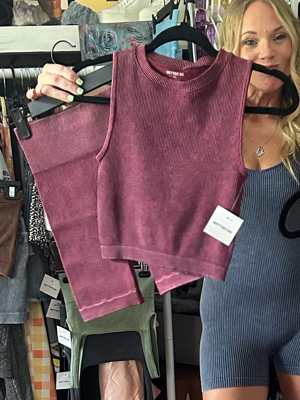 Better Be Ribbed Sleeveless Crop Top - Burgundy New With Tags